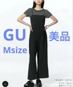 GU カットソーベアキャミソールサロペットパンツQ ブラックM オールインワン