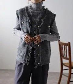 BONJOUR SAGAN アゼフリンジニットベスト