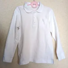 ホワイト 長袖ポロシャツ 胸ポケット付き