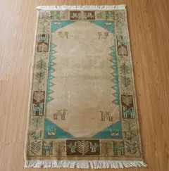 129×81cm パキスタン手織り絨毯 トライバルラグ