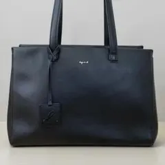agnes b【美品】A4サイズ レザー トートバッグ ブラックのサムネイル