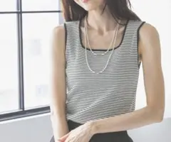 グローバルワーク　Beauteeスクエアタンク　ボーダー Ｓサイズのサムネイル