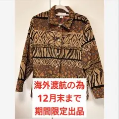 「ヴィンテージ風 ゴブラン織りジャケット アニマル柄／個性派ファッション M」