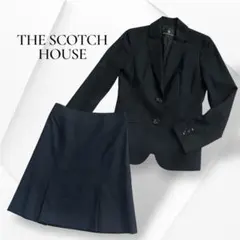 ザスコッチハウス スカートスーツ セットアップ ウール ダークネイビー 38