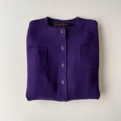 美品！CABaNコットンカシミヤ クルーネックカーディガン パープル キャバン