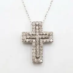 18金 ダイヤモンドクロスペンダント ベネチアンチェーンネックレス2.79 