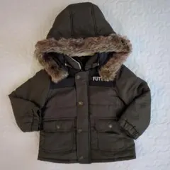 【95センチ】アウター カーキ フード取り外し可能 ダウン風ジャケット