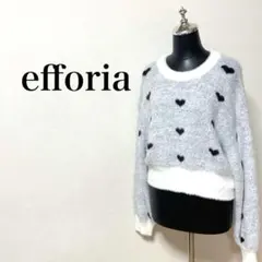 efforia ハート柄　シャギー ニット　クロップド丈　ストレッチ