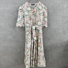 Hand　Craft(ONE)花柄ロングワンピース＊総柄＊半袖＊リボン＊レトロ