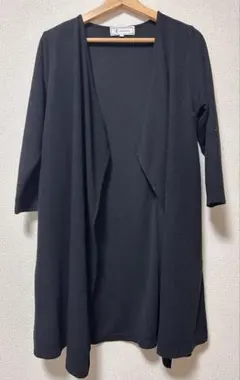 ロペ　ロングカーディガン　ブラック　ボタンレス 羽織　春　秋　冬　シンプル