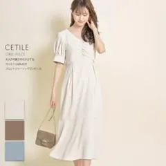 トッコクローゼット シャーリングギャザー ワンピース ウエストりぼん付き