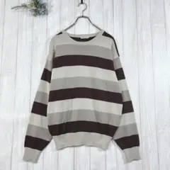 ランダムハウス/RANDOM HUG (M) ストライプ 長袖ニットセーターのサムネイル