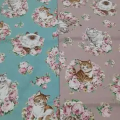 猫生地　綿麻　2枚　110×50