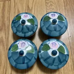 花柄 蓋付き湯飲み 4個セット