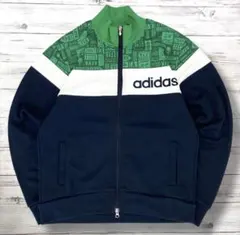【希少】adidasトラックジャケット 刺繍ロゴ 紺色 L