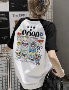 orion オリオンビール 半袖Tシャツ バックプリント Lサイズ 黒 白