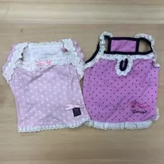 【訳あり新品】Lamzy 犬用 ウェア 2着セット ドット柄 レース フリル　Mのサムネイル