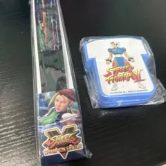 ストリートファイターII 春麗 レトロ目薬入れ＆キャミィ非売品扇子