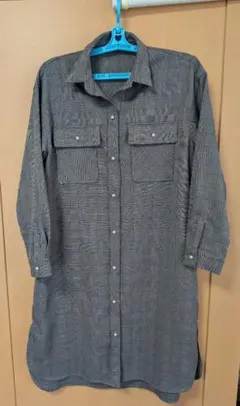 any FAM グレー チェックシャツ ロング丈 未使用