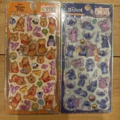 プチドロップステッカー　プーさん　スティッチ