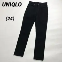UNIQLO ユニクロジーンズ　ハイライズ　テーパードスキニーパンツ　黒　24