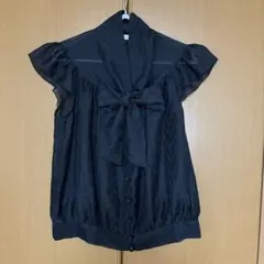 お値下げINDEXブランド・リボン付き黒のシースルーブラウス