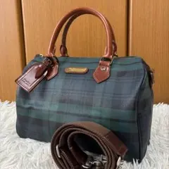 ポロ ラルフローレン 2WAY ミニボストンバッグ レザー チェック柄のサムネイル