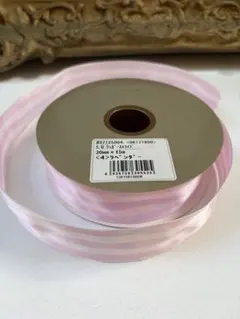 東京リボン　ピンクと白のストライプリボン 30m x 約12mm