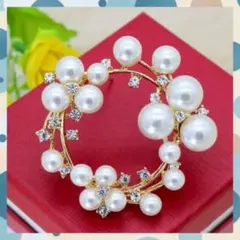 フォーマル パール ブローチ リース ゴールド ビジュー 上品 卒業式 入学式