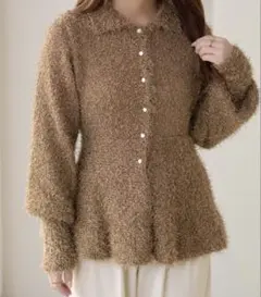 ラメシャギーペプラムカーディガン