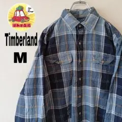 USA古着 Timberland ネルシャツ　M ブルー　ネイビー　チェックのサムネイル