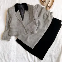 【日本製】 ヴィンテージ レトロ ベロア 千鳥格子 レディース セットアップ