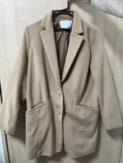 ベージュ チェスターコート フリース風