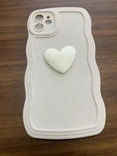 ホワイト ハートモチーフ iPhoneケース