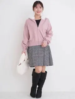 リジェイ ニットパーカー ファー付き