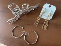 【断捨离】ヘアクリップ＆ピアス&イヤリング 3点セット 500円