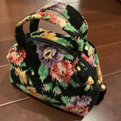 AVA シェニール織 刺繍布 花柄 ミニバッグ　（フェイラー風）Feiler