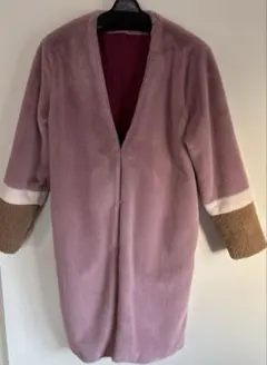 最終セール‼️エコファー素材　Vネックロングコート