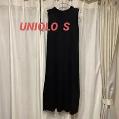 【美品】UNIQLO ブラック ノースリーブ ロングワンピース S