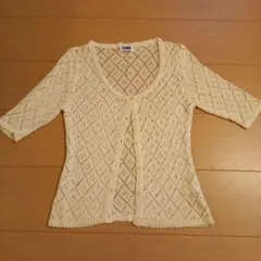 美品　indio クリーム色 半袖カーディガンのサムネイル