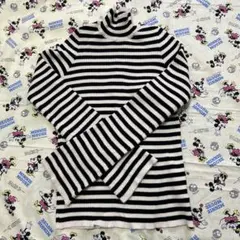 GRL タートルネックニット S 白黒ストライプ 長袖