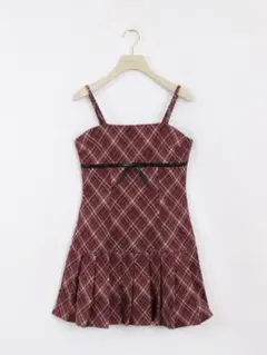 An MILLE　リボンプリーツキャミワンピース　レッド