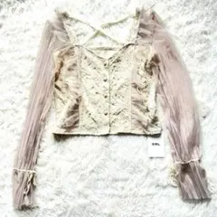 新品　完売品　GRLバッククロスデザインチュールフリルショートブラウス　グランジ