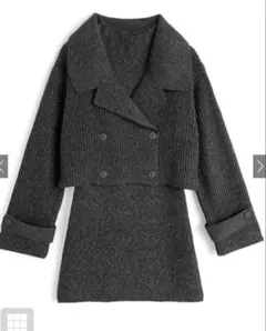 GRL カーディガン×ノースリーブワンピースニットセットアップ[dr818]