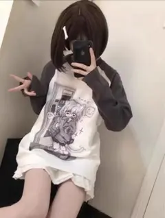 服 キャラクター Tシャツ 袖 取り外し可能ホワイト グレー かわいい 部屋着