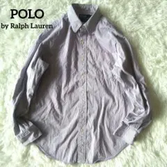 POLO RALPH LAUREN 長袖 ストライプ コットンシャツ 紫白