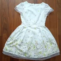 花柄レースワンピース　ロディースポット　M　ホワイト