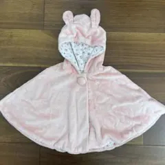 ウサギ耳付きピンクフリースポンチョ