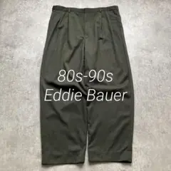 80s~ EDDIE BAUER ウール2タックスラックス W38オリーブ 光沢