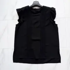 美品♡ フォクシー ノースリーブ ブラウス フリル ストレッチ ブラック 